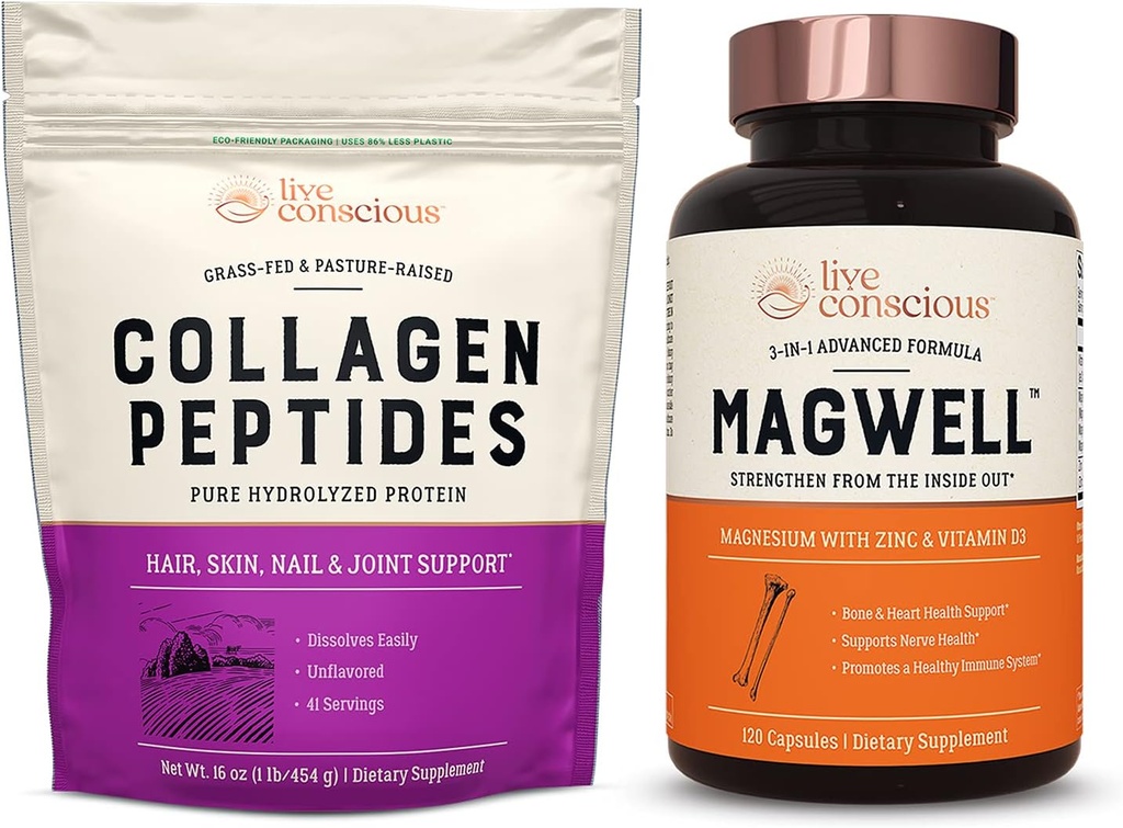 Colagen conştient viu Peptides & MagEll Magneziu Zinc & Vitamina D3 
