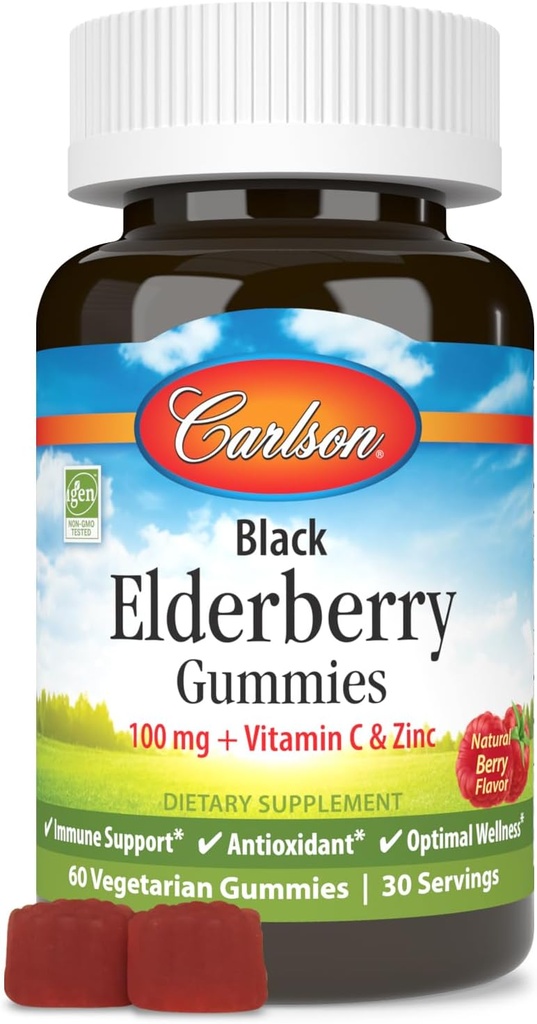 Carlson - Gume negre cu vitamina C & Zinc, suport imun, 60 gume