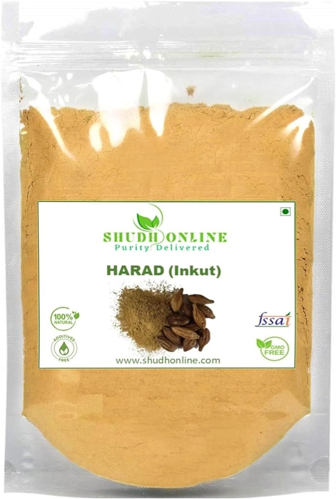 KRISTINA Harad Powder, Haritaki, Inknut Powder, Haralu (100 Grams), Harar, Karakkaya, Kaudukai, Terminalia Chebula pentru pierderea in greutate, Digestion, Face, Dark Circles
