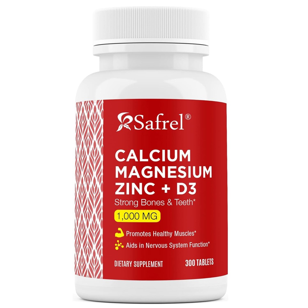 Safrel magneziu zinc cu vitamina D3, 300 comprimate - calciu 1000 mg, magneziu 400 mg, zinc 20 mg & D3 600 UI per Serving