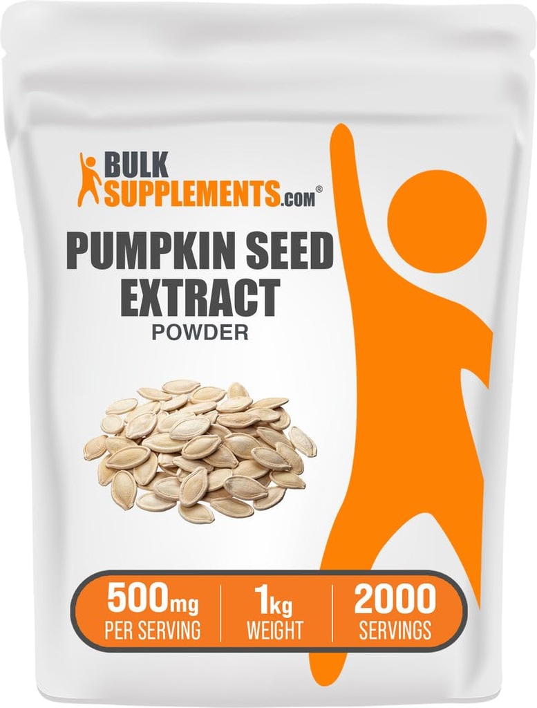 BulkSupplements.com Pumpkin Seed Extract de pulbere - Suplimentul de semințe de dovleac, Suplimentul vegetal - Vegan & Gluten gratuit, 500 mg per Serving, 1kg (2,2 lbs) (Pachet de 1)