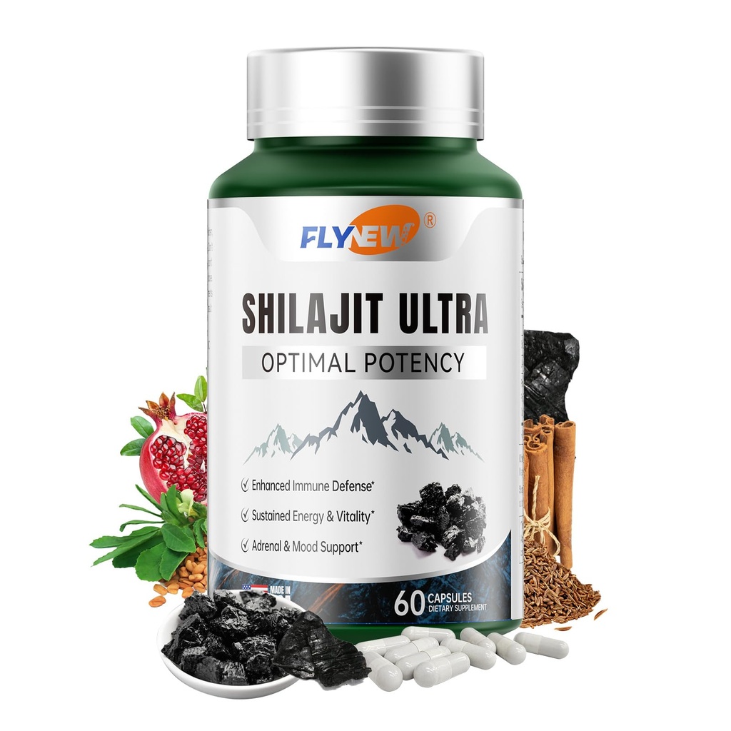 Shilajit pentru bărbaţi Femei, Shilajit cu acid natural pelvian & L-Arginină, Himalayan Shilajits pentru putere suplimentară, rezistenţă şi suport imun, non-GMO, Made in USA, 60 Capsule, 1.300mg Per Serving
