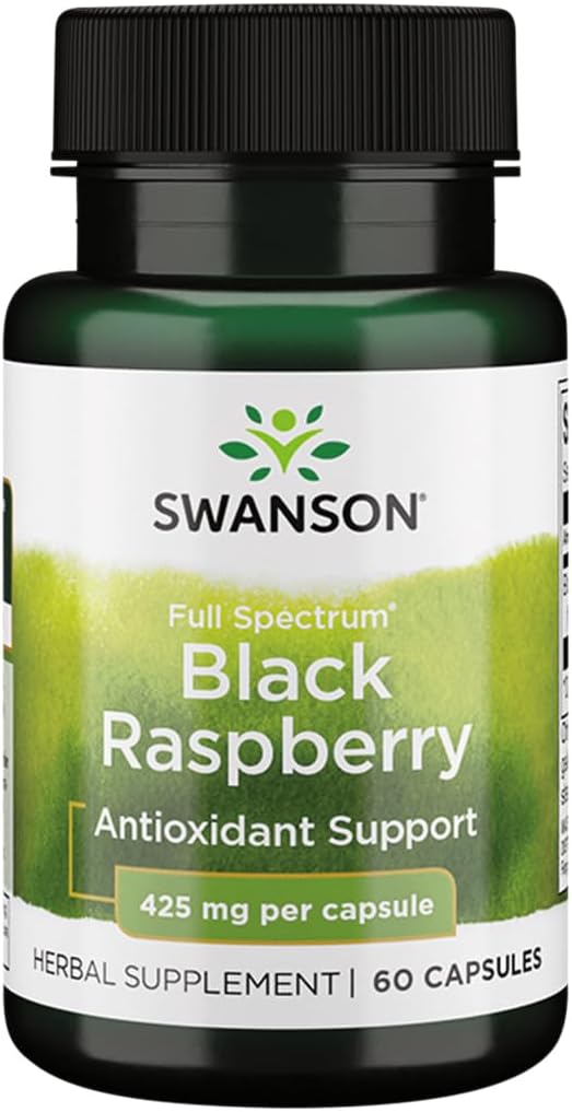 Swanson Black Raspberry - Suplimentul vegetal Promovarea suportului global de wellness - Sursa naturală de Flavonoids & Vitamina C - (60 capsule, 425 mg fiecare)
