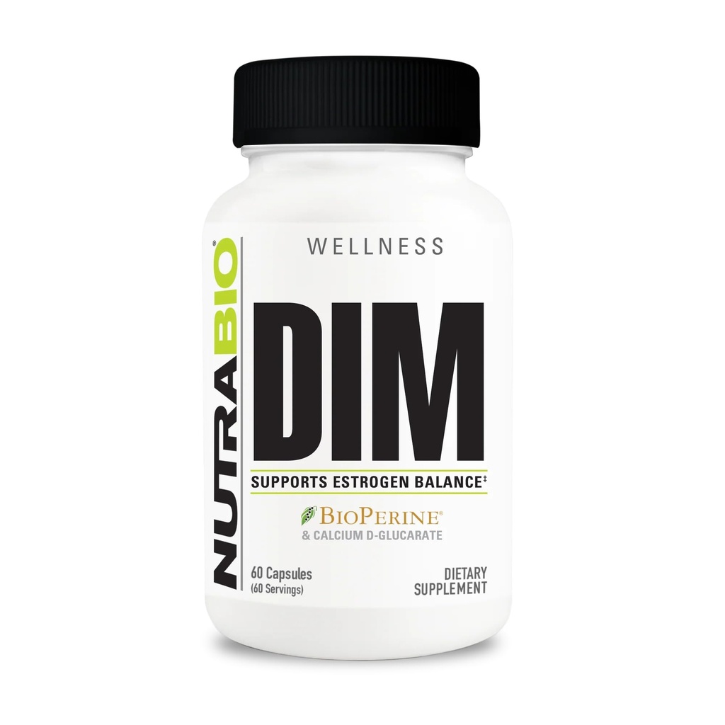 NutraBio DIM Supliment, Suportă Echilibrul estrogenului, 100mg - 60 Capsule vegetale