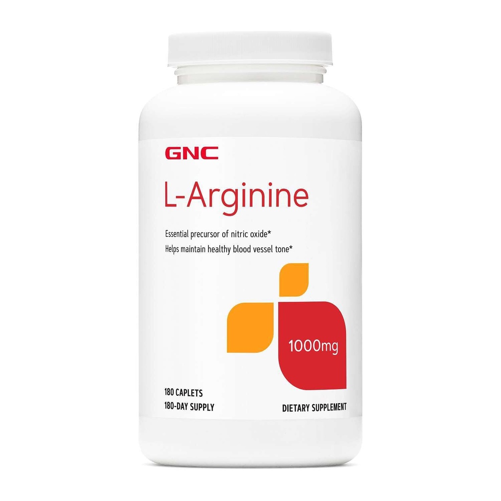 GNC L Arginine 1000mg Supliment, Suportă sănătos vas de sânge ton, 180 Serviri