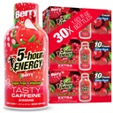 5 ore de energie Shots Extra Putere, Berry Flavor, 30 Conte, 1.93 Fl Oz, Sugar Free, Zero Calories, Amino Acids și vitaminele esențiale B, Supliment alimentar, Feel Alert și Energized, 230 mg Cafeina
