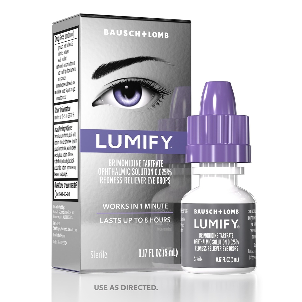 LUMIFY picături oftalmice pentru ochi roșii, înroșire Relieiver pentru ochi mai strălucitori, funcționează în 1 minut și durează până la 8 ore, picături oftalmice, 0,17 Fl Oz (5 ml)