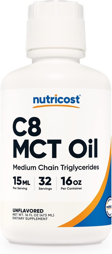 Nutricost C8 MCT Ulei 16oz - Keto, Paleo, Non-GMO