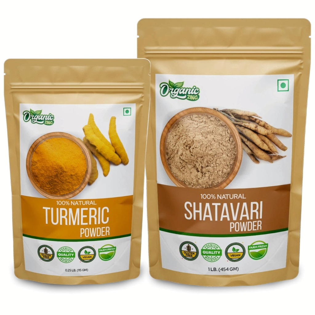 ORGANIC ZING Shatavari 454g & Turmeric pulbere 115g