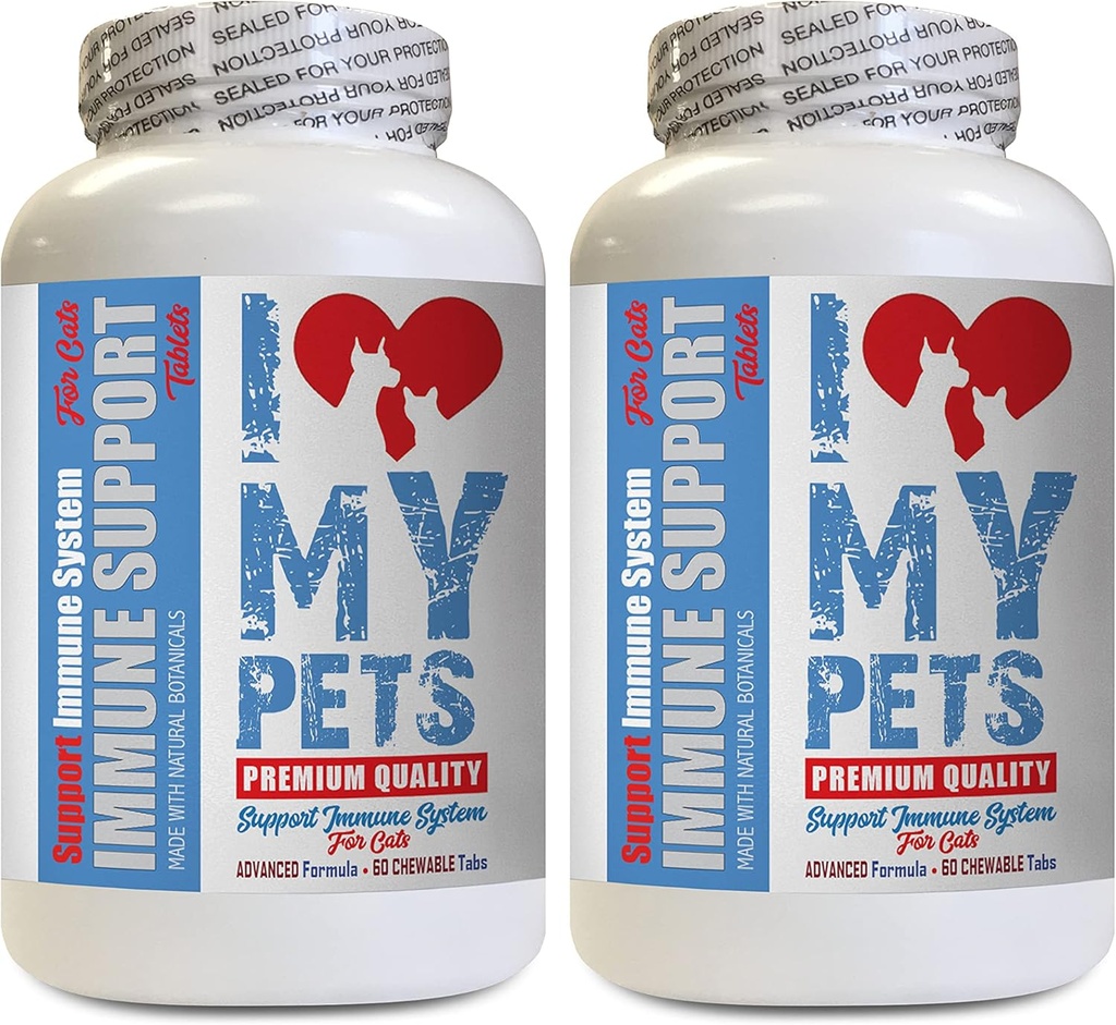 Iubesc PETS LLC Skin Care pentru pisici - CAT Suport imunitar - Booster - Supliment sănătos - Pisici Thistle lapte - 120 tratează (2 sticle)