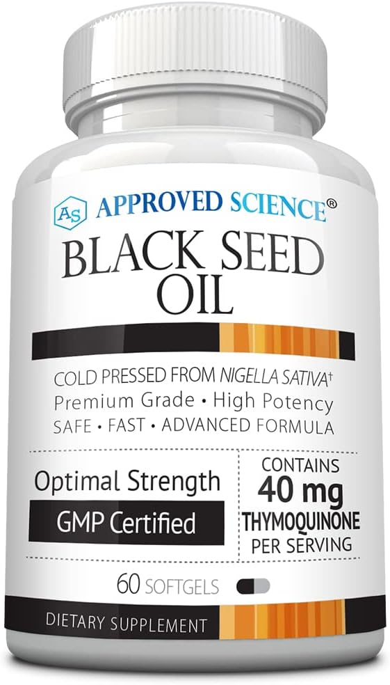 Stiinta aprobata Black Seed Oil - Cold Pressed Nigella Sativa - Boost Imunitate, Respirație, Cognitive, și Digestive Health - 2% Thymochinone - 1 flacon - 60 Softgels - Made in the USA