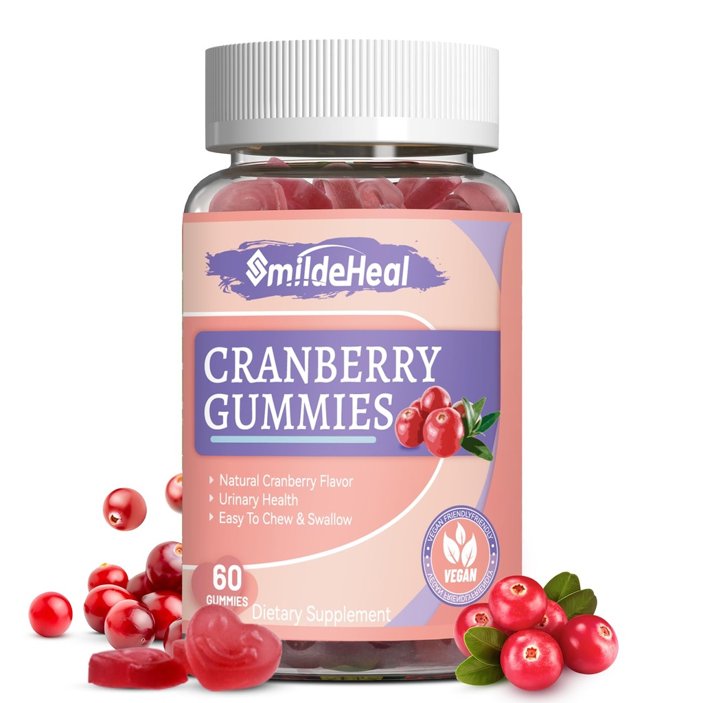 Cranberry Gumries 1000mg, Cranberry Suplimente pentru femei, cu D-Mannose 250mg, Femei Probiotic Gummies, Urinal Tract Health, Cranberry Flavor, NO OMG-uri, 60 Conte