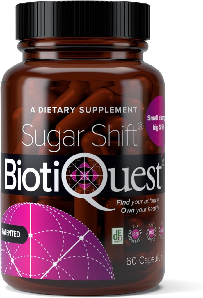 BiotiQuest Sugar Shift Probiotice pentru a sprijini împotriva patogenilor și proteja sistemul imunitar, 22 miliarde CFU, non-GMO, și gluten gratuit, 60 capsule