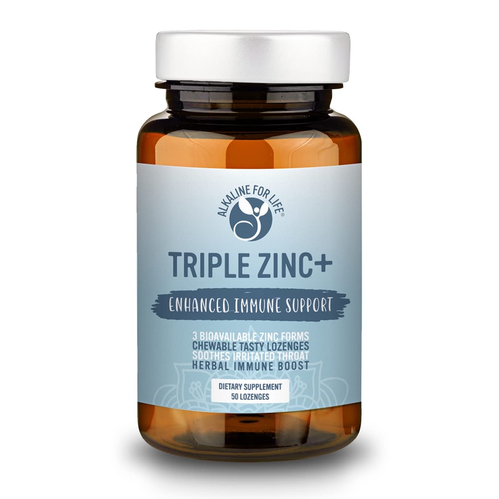 Lozene triple de zinc - 3 forme de glicinat biodisponibil de zinc, Citrat de zinc, Aspartat de zinc - Zinc Suport imun Supliment Echinacea, Slippery Elm, OPC, Vitamina C, Sucanat miere