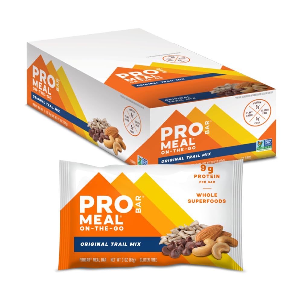 PROBAR - MEAL Bar, Original Trail Mix, Non-GMO, Gluten-Free, Healthy, Plant-Based, Whole-Food Ingredients, Natural Energy (12 Conte)