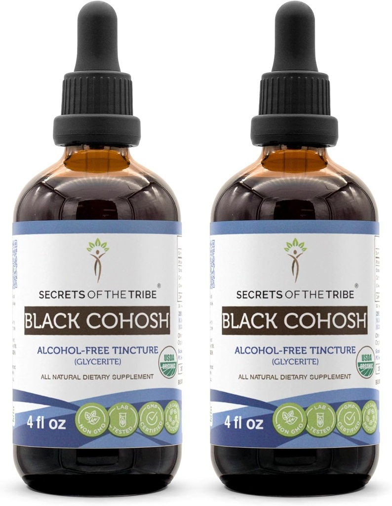 Secretele Tribului Negru Cohosh USDA Extract organic de arahide-Free, Drops Herbal de înaltă calitate 