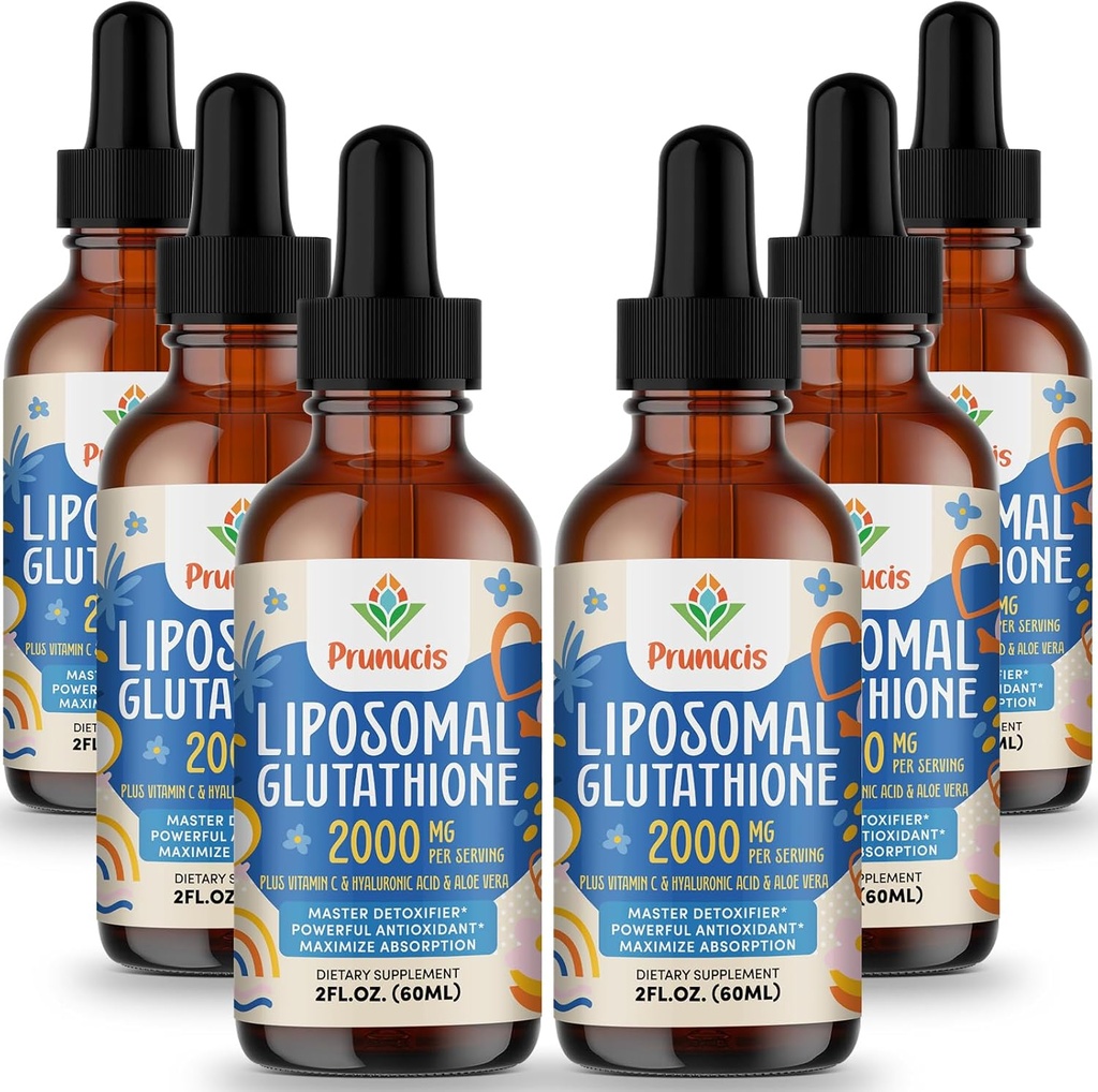 2000MG Liposomal Glutatione Liquid, 98% Absorbtion, Active Form L-Glutation Supplement, Vegan Friendly, Puternic Antioxidant Complex pentru Sistemul Imun, Aging Defense, Detox, 12 FL.OZ