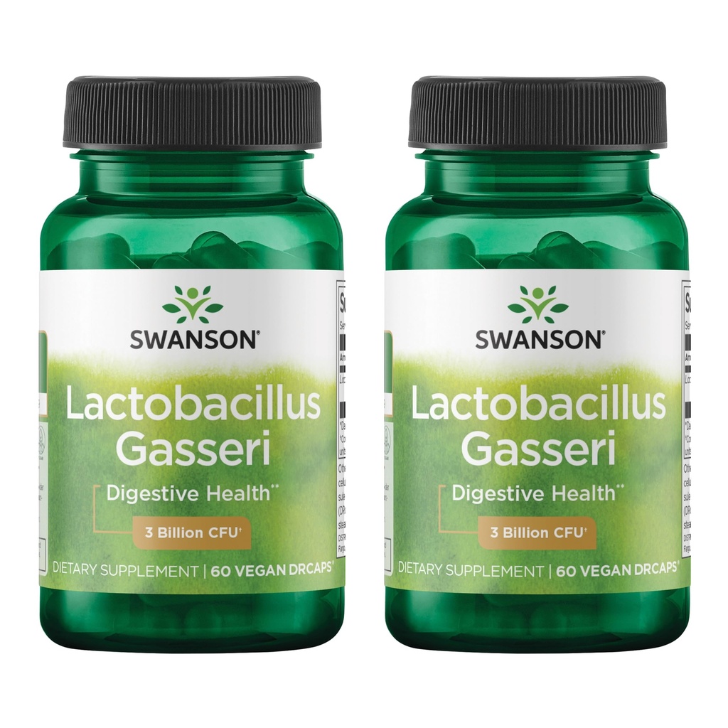 Swanson Lactobacillus Gasseri - Supliment probiotic de susţinere a sănătăţii digestive cu 3 miliarde CFU - Design-Release Satiety & Fat Metabolism Support - (60 Capsule Veggie) 2 Sticle