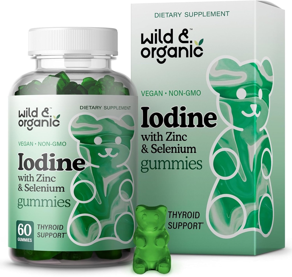 Gume de iod sălbatic și organic 250mcg - Complex de suport imun w/Potassium iod - Seleniu Zinc Iod suplimentar pentru imunitate și suport global - 60 Vegan, Gume cu bază de pectină