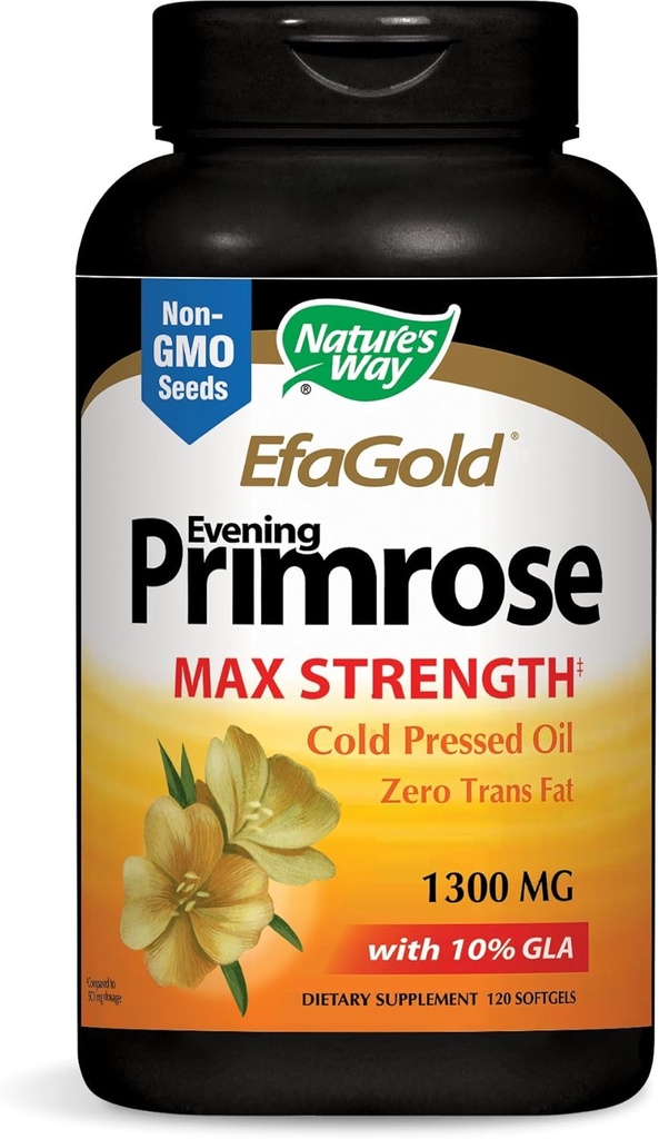 Natura's Way Evening Primrose, EFA Gold Cold presat ulei 1300mg, 120 Softgels