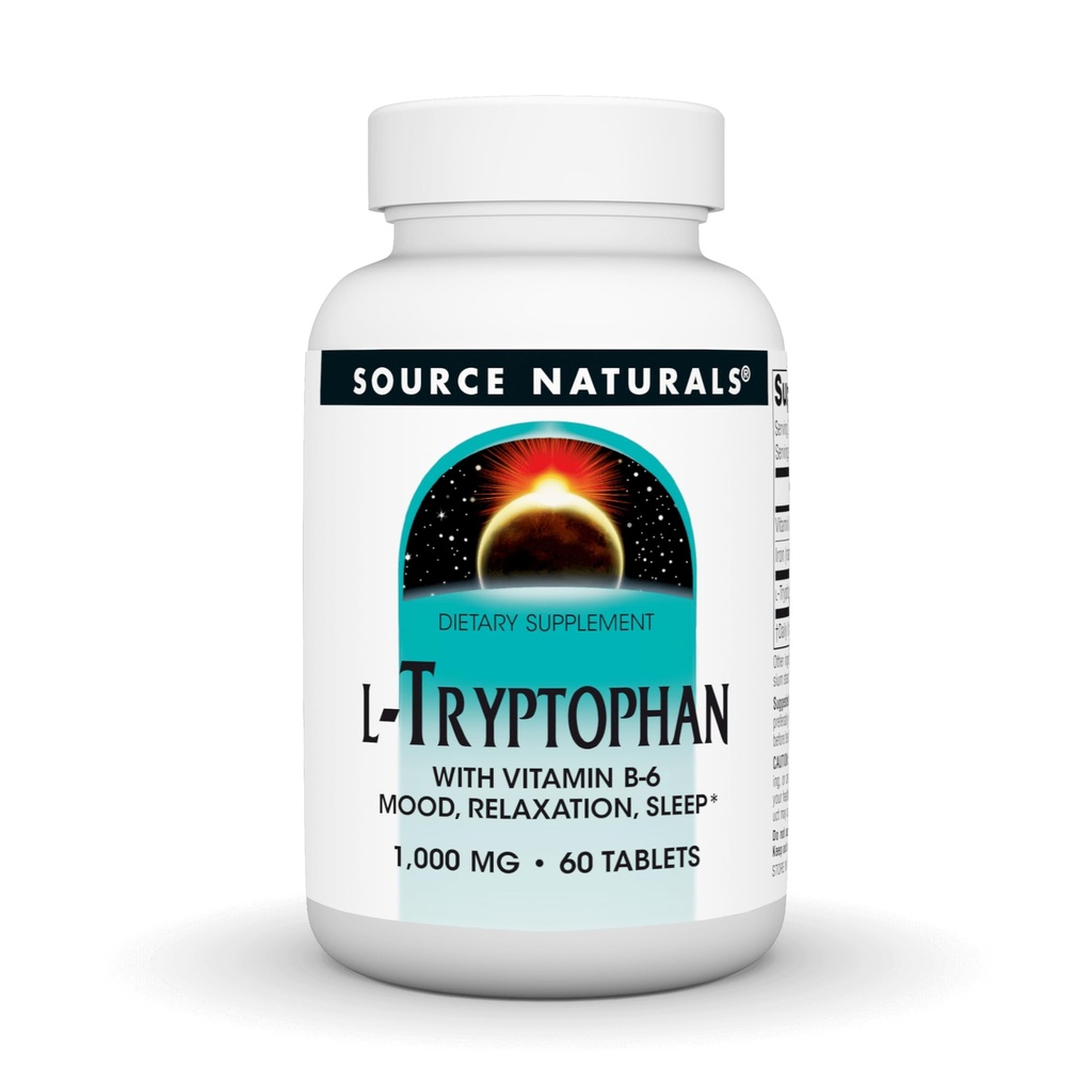 Naturals sursă L-Tryptofan cu vitamina B-6 - Suport stare de spirit, relaxare și somn - 1000mg - 60 comprimate