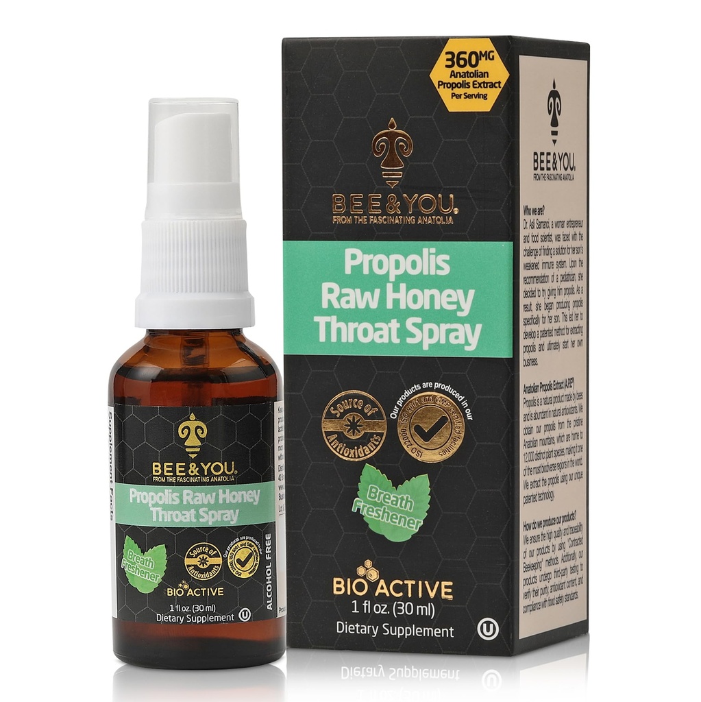 BEE și tu, 100% pur Extract de Propolis, suport imunitar, Sore Ghroat Relief, Antioxidanți, Natural, Keto, Paleo, Gluten-Free 