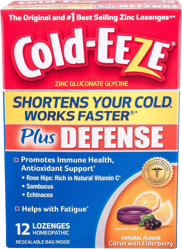 Cold-EEZE Plus Defense Lozzenges, 12 Conte, Rece Remedy, Citrus cu aroma de elderberry