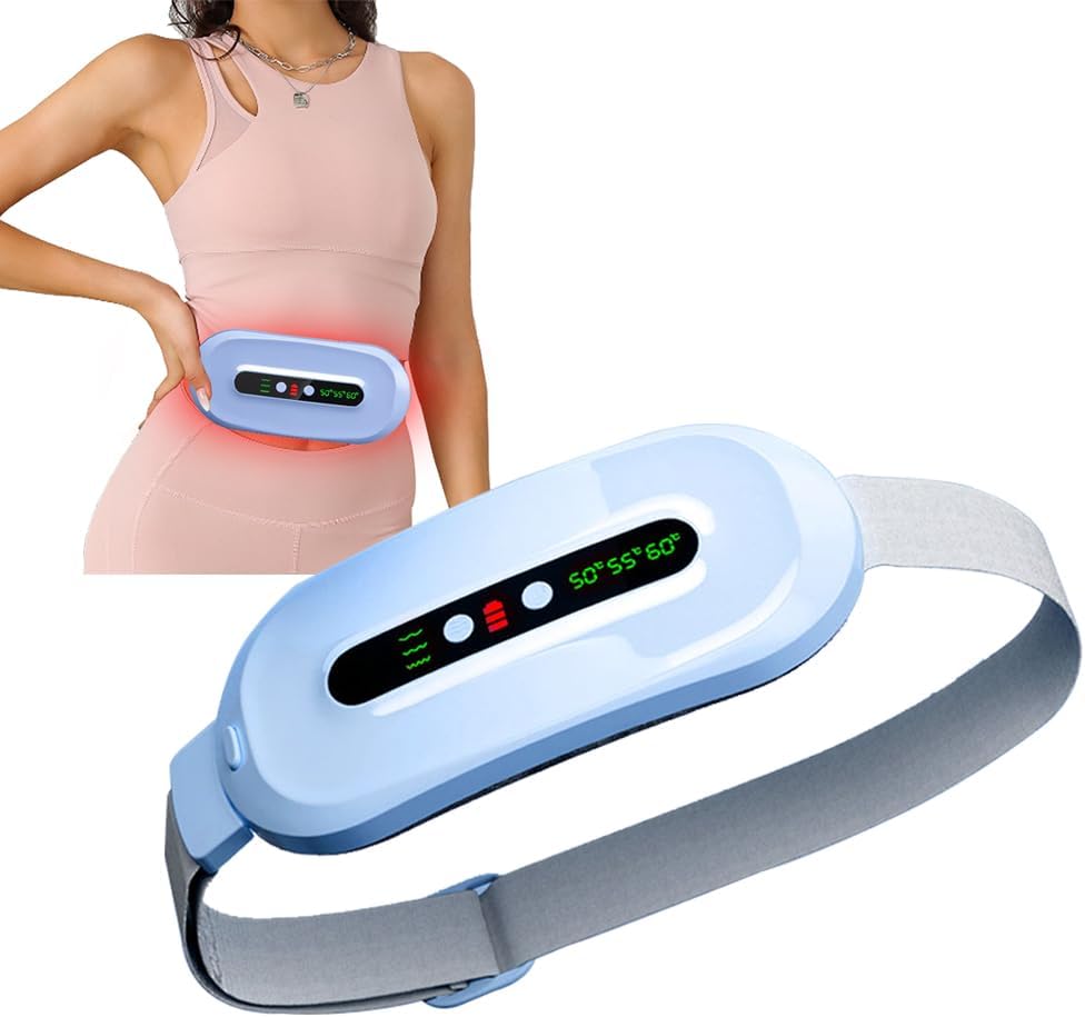 Pad portabil de încălzire fără fir pentru crampe de perioadă, Pad de încălzire rapidă cu 3 nivele de căldură și 3 Moduri de masaj, Centură menstruală pentru dureri de spate pentru femei (albastru)