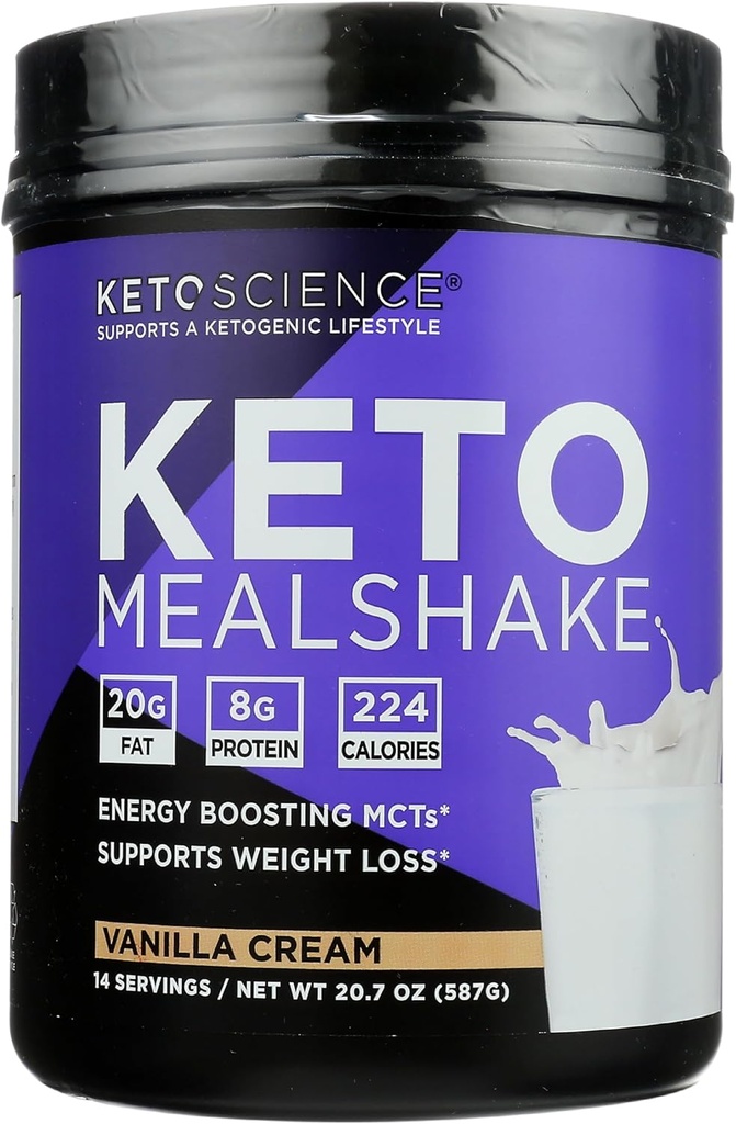 Keto Science Vanilla Cream Ketogenic Meal Shake Dietary Supplement, Paleo Friendly, 20.7 Ounces (Pachetul de 1)