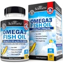 Putere triplă Omega 3 Suplimentul de ulei de pește - 2250 mg EPA DHA Omega 3 Acidi grasi de pește proaspăt prins, aromă Burpless Lemon sprijină sănătatea ochilor și mai mult, Gluten gratuit, 180 Softgels