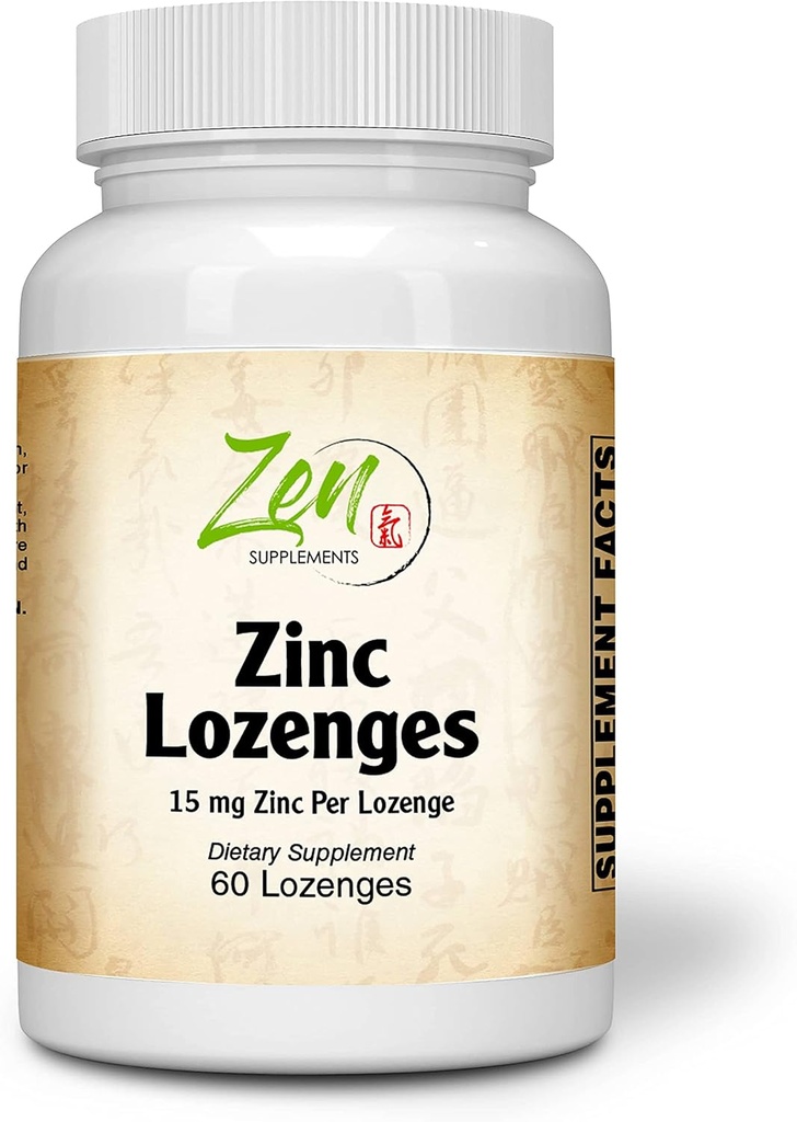 Suplimente Zen - Zinc Lozenges 15 Mg Suport imun Supliment antioxidant & Mare Tasting Zinc 60-Lozenge