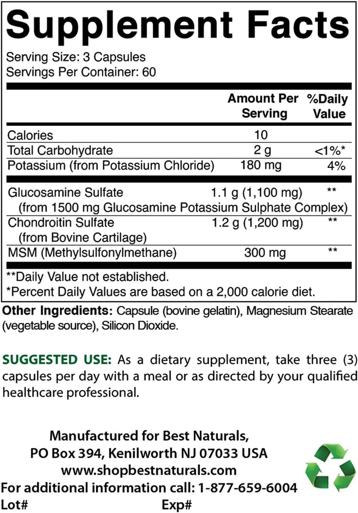 Cele mai bune naturale Glucosamină Chondroitin şi MSM & Oxid de magneziu 500 mg