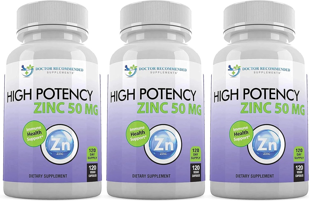 Zinc 50mg - Zinc Picolinat Immune Health Supplement 360 Veggie Capsule pentru adulți și copii Vitamina, bine-absorbate suplimente de zinc pur pur - 50mg Per Servire