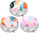 3 Pack Pilula cutie, pilula caz mic pentru Purse & Pocket, Cute Travel Medicine Organizator, Portable Medicine Container Holder to Hold Vitamine, medicamente, ulei de pește și supliment, stil de artă model