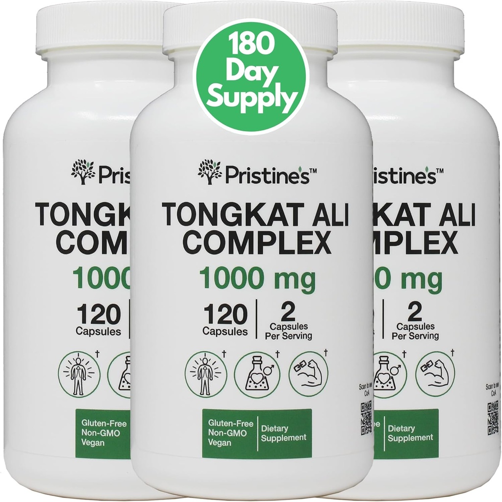 PRISTINE'S Tongkat Ali 1000MG Extract supliment capsule (3-Pachet) - 30 zile de aprovizionare - Suport de performanță atletic - Mens Health & Lean musculare masă - Suport imunitate