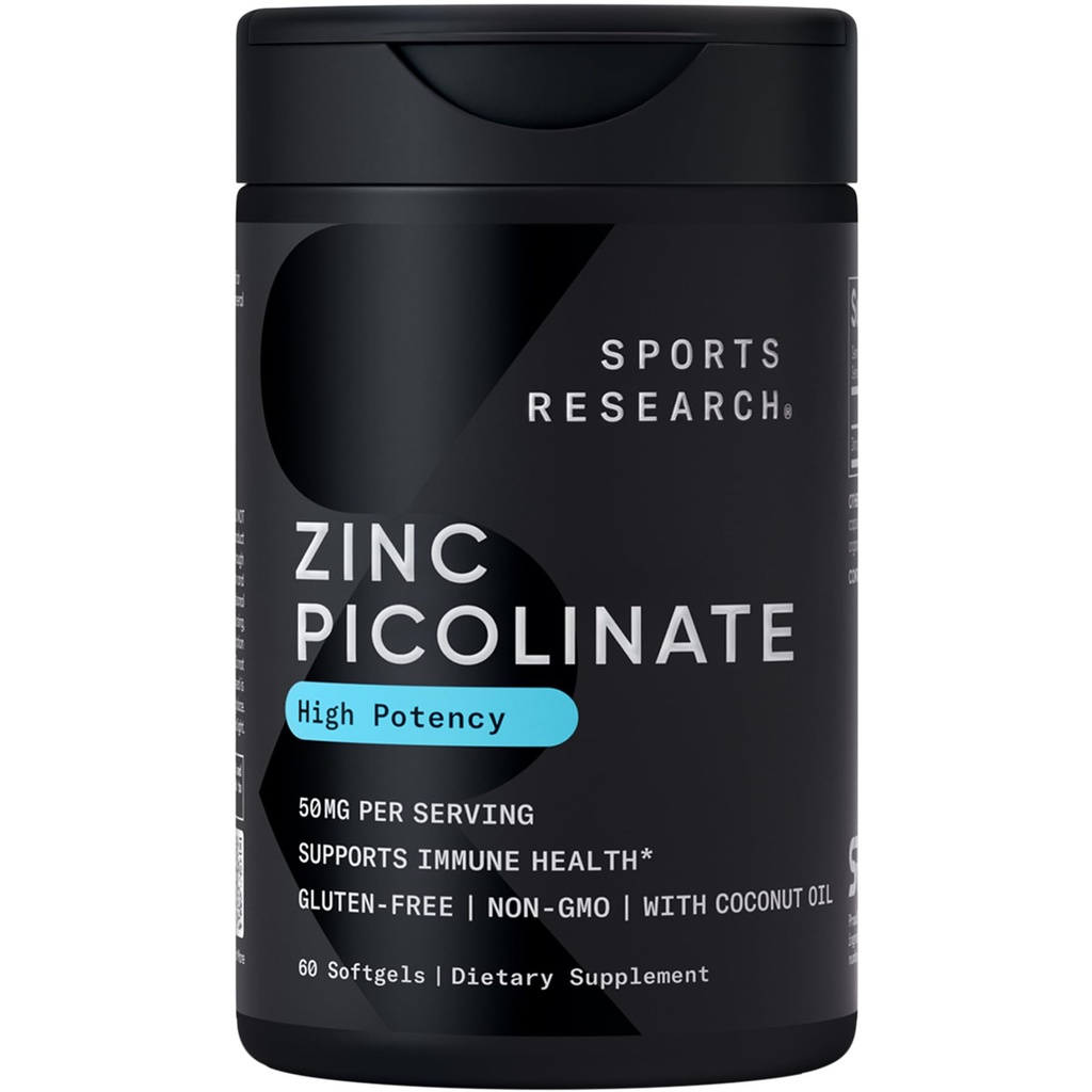 Sport de cercetare de zinc picolinat 50mg cu ulei organic de nucă de cocos 