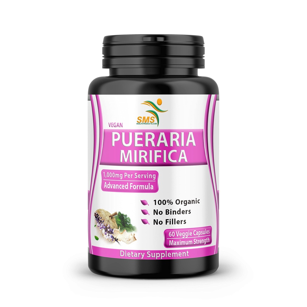Pure Pueraria Mirifica Supliment 500mg Root Extract pulbere importate din Thailanda - Promovează femei sănătate, plante naturale organice, 60 Veggie capsule