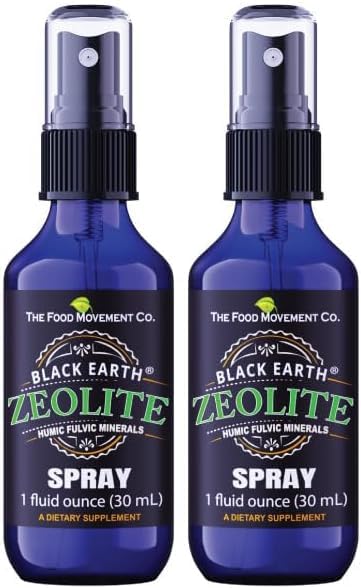 Zeolit pământ negru cu acid fuzelian Humec, Minerale Trace, pentru adulți și copii susține sănătatea gută, Suport Immun, Digestie și eliminare și mai mult 1 oz pompa lichid Spray Supliment (2 ambalaj)