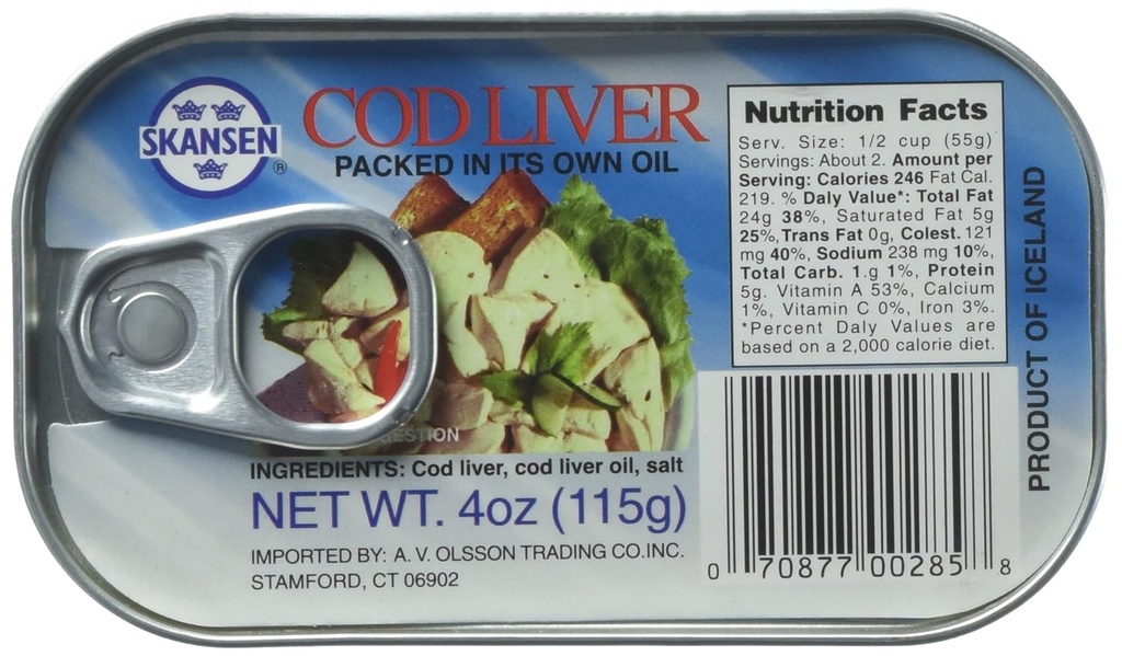 Skansen Cod Ficat ambalat în ulei propriu (115 g)
