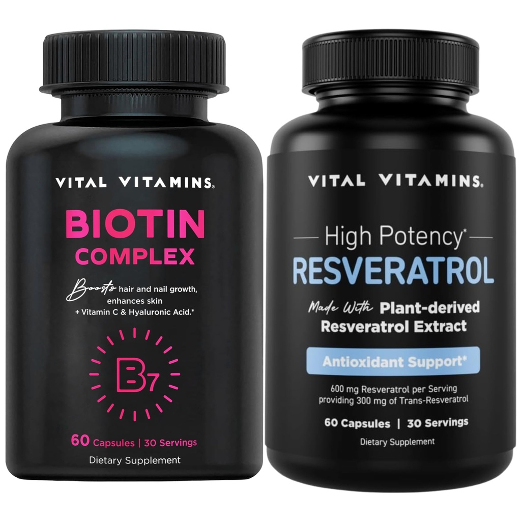 Capsule complexe de vitamine vitale Biotin + Capsule de Resveratrol