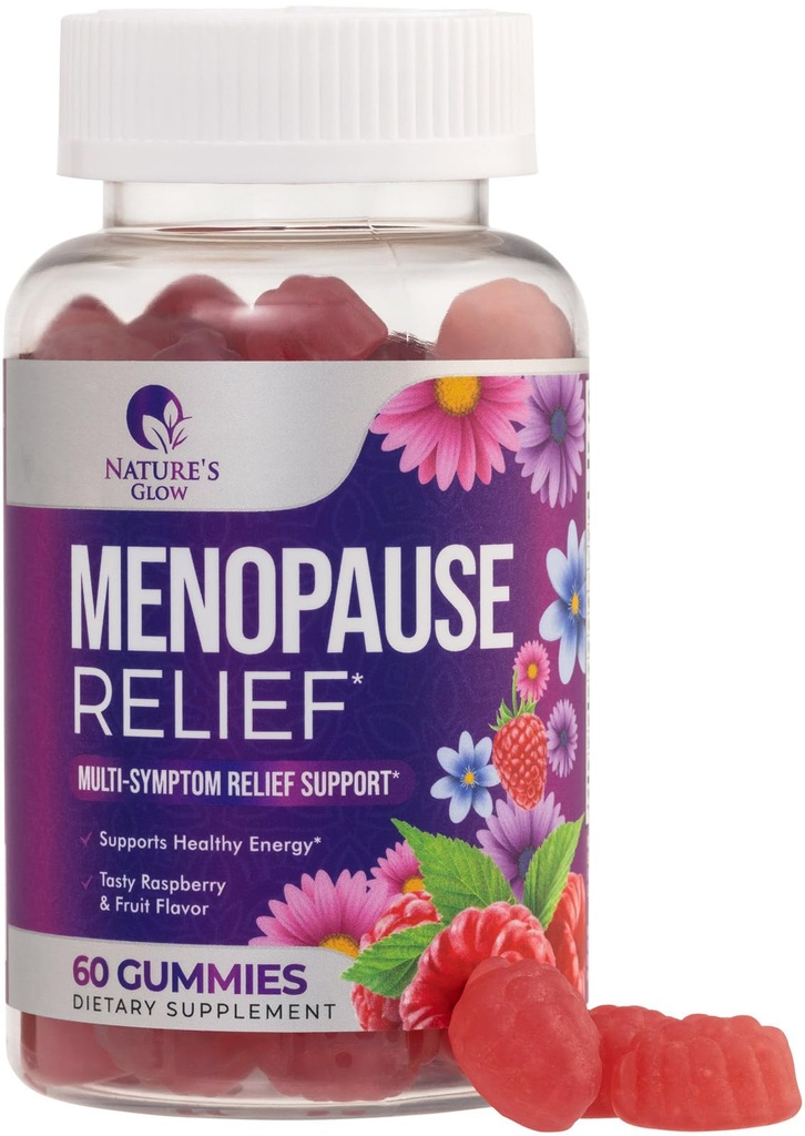 Menopauza Supliment pentru femei - Menopauza completa Menopauza Relief Gummy pentru Flash-uri usoare si transpiratii nocturne, Echilibru natural si suport energetic, Vitamine menopauze, Non-GMO - 60 Gummies