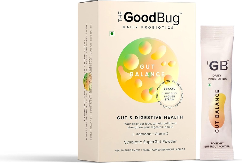 Gut Health & Imunity Probiotic pentru bărbaţi şi femei, puternic Digestive & Imunity Supplement Stick pentru echilibru Gut - Probiotice + Inulin + vitamina C 3Bn CFU de tulpini dovedite clinic - 30 zile ambalaj