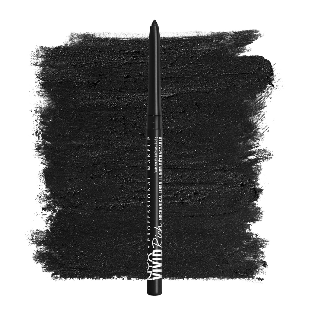 NYX Machiaj Profesional Mecanic Eye Pencil, Vivid Rich Mecanic, Creamy Retractable Eyeliner - întotdeauna Onyx, Black Eyeliner