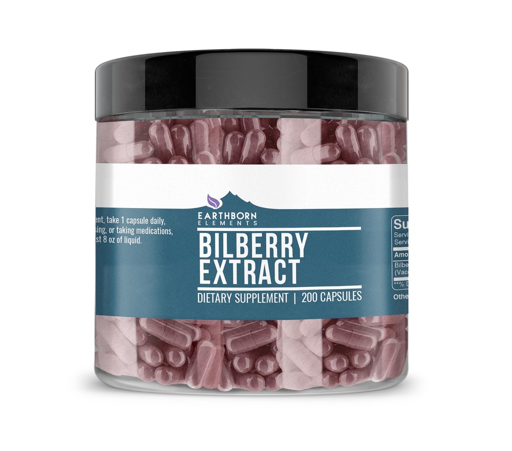 Elemente născute din pământ Extract de afine 200 capsule, pur și nediluat, fără aditivi