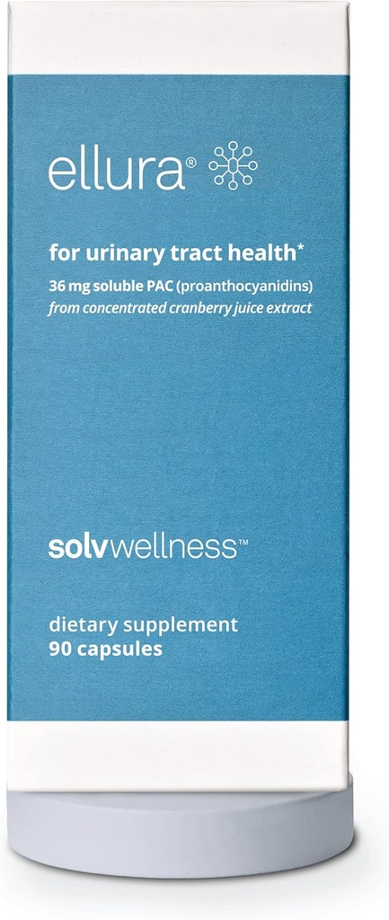 Solv Wellness Ellura Suplimentul Cranberry dovedit clinic: obține înainte de ITU cu 36mg 100% PAC Biodisponibil, 90 capsule