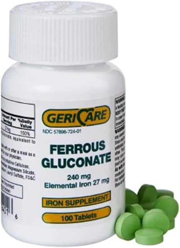 GeriCare gluconat feros 240mg 100 comprimate Fiecare (Pachet de 6)