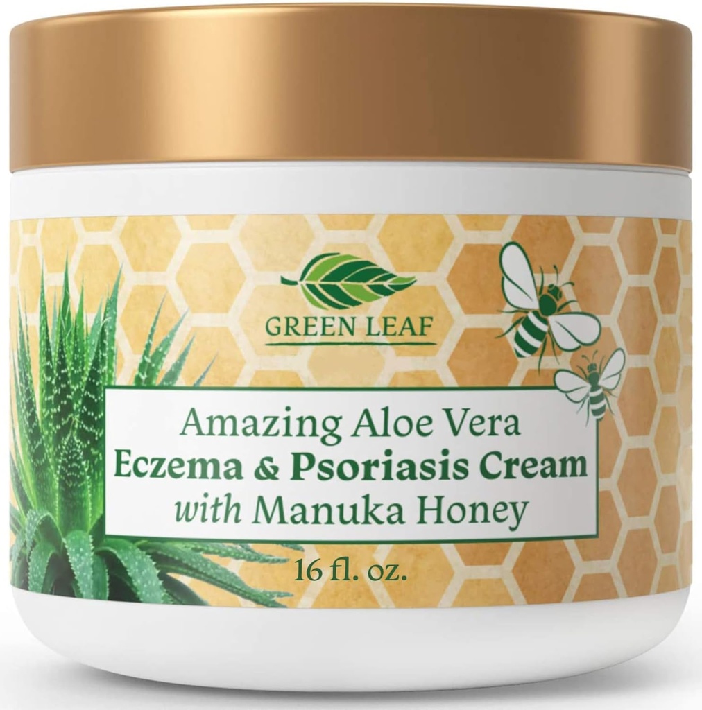 Manuka Honey Eczema Cream Moisturizing Lotion for Psoriazis Relief - Itchy, Dry Skin Erupții cutanate Ointment - Skin Soothing Moisturizer Baby Kids & Adulți-High Power Body & Face Cream 16oz