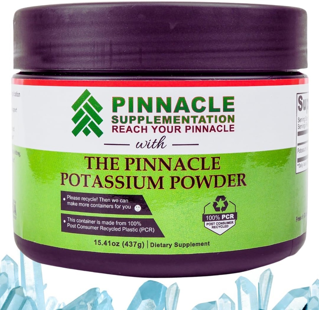 Pinnacle Citrat de potasiu pulbere, Suplimentul cu pulbere de potasiu, Suplimentul mineral, Keto Electrolit pulbere, Suporturi Balanța de hidratare și cramps de picioare, 100% Pure, Fără Fillere, Nu Aditivi (437 g)