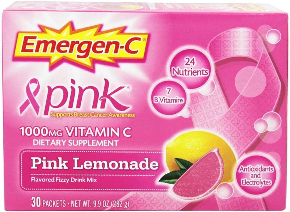 Emergen-C 1000mg Vitamina C pulbere pentru suport imunitar zilnic Cafeina gratuit Vitamina C Suplimente cu zinc și mangan, vitamine B și electroliți, Super Orange Flavor - 30 Conte
