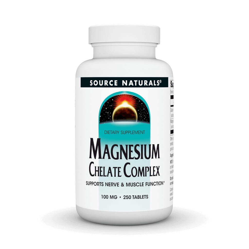 Sursa Naturals Magneziu Chelat - Suportă funcția nervoasă și musculară - 250 comprimate